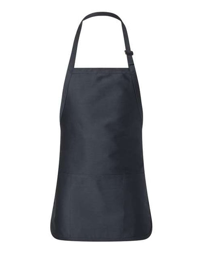 Q-Tees Full-Length Apron with Pouch Pocket - Navy Front