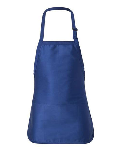 Q-Tees Full-Length Apron with Pouch Pocket - Royal Front