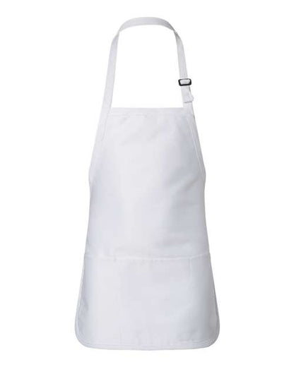 Q-Tees Full-Length Apron with Pouch Pocket - White Front