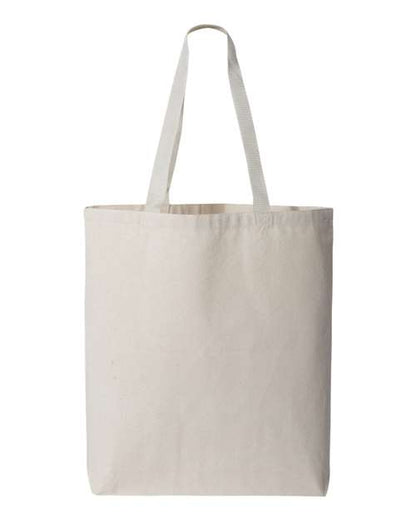 Q-Tees 11L Canvas Tote with Contrast-Color Handles - Natural/ Natural Front