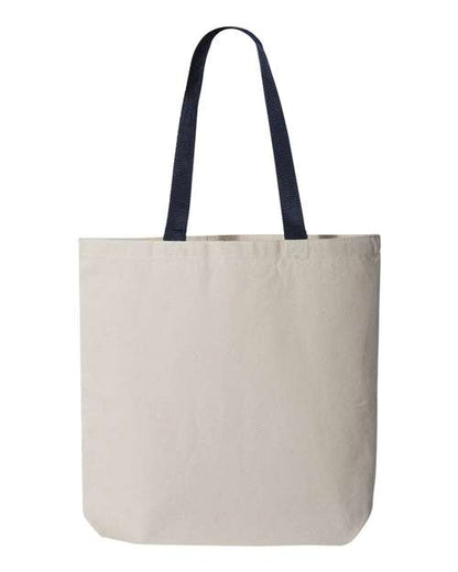 Q-Tees 11L Canvas Tote with Contrast-Color Handles - Natural/ Navy Front