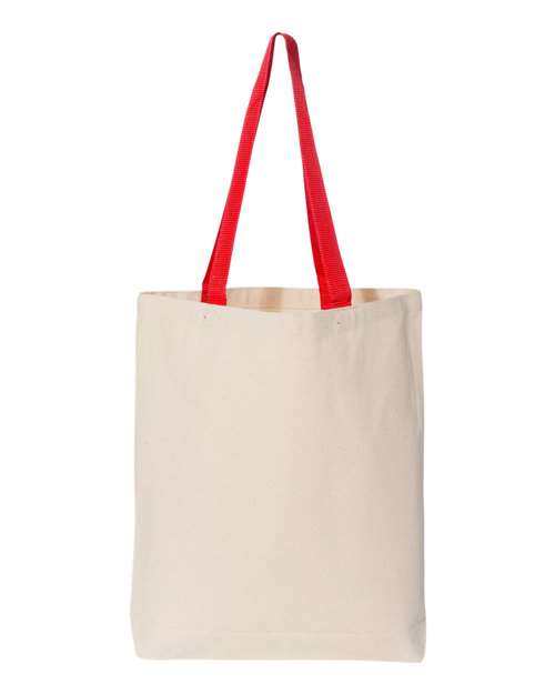 Q-Tees 11L Canvas Tote with Contrast-Color Handles - Natural/ Red Front
