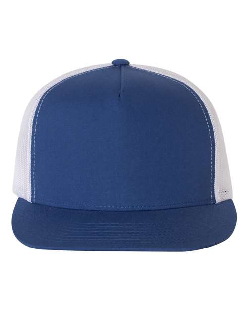 YP Classics Classic Five-Panel Trucker Cap - Royal/ White Front