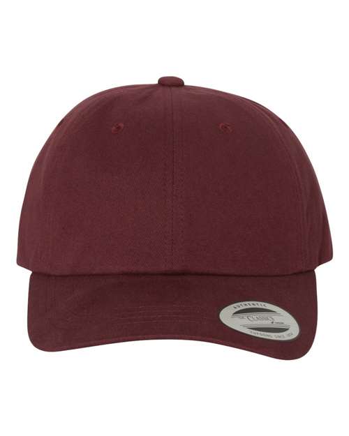 YP Classics Peached Cotton Twill Dad Hat - Maroon Front