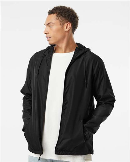 Independent Trading Co. Men's Lightweight Windbreaker Full-Zip Jacket - Model Front