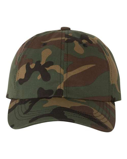 YP Classics Classic Dad Hat - Green Camo Front