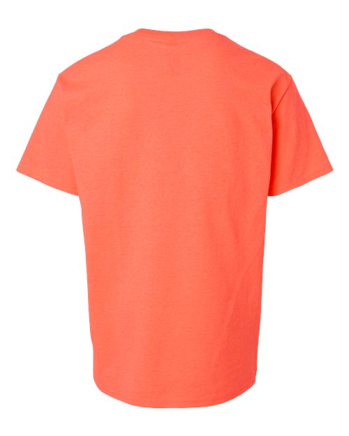 Youth Heavy Cotton™ T-Shirt - Heather Neon Coral Back