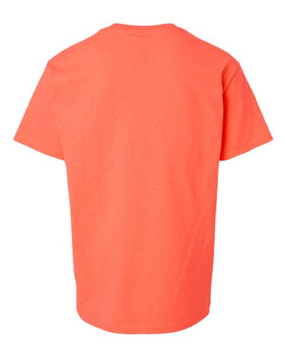 Youth Heavy Cotton™ T-Shirt - Heather Neon Coral Back