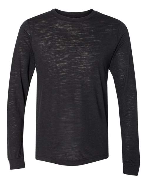 BELLA + CANVAS Unisex Jersey Long Sleeve Tee - Solid Black Slub Front