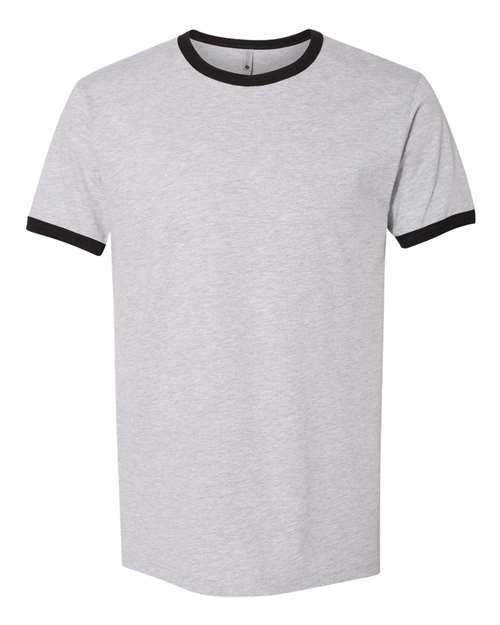 Next Level Unisex Cotton Ringer Tee - Heather Grey/ Black Front