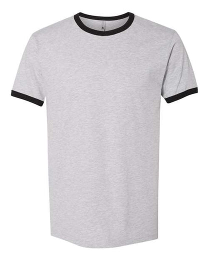 Next Level Unisex Cotton Ringer Tee - Heather Grey/ Black Front