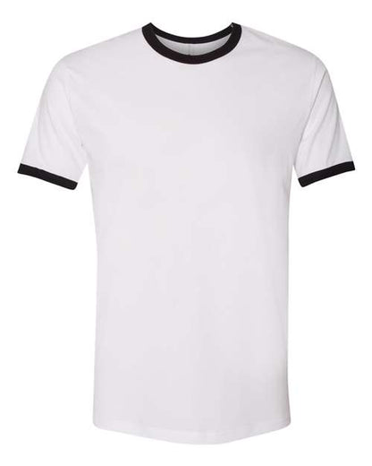 Next Level Unisex Cotton Ringer Tee - White/ Black Front