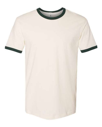 Next Level Unisex Cotton Ringer Tee - Natural/ Forest Green Front