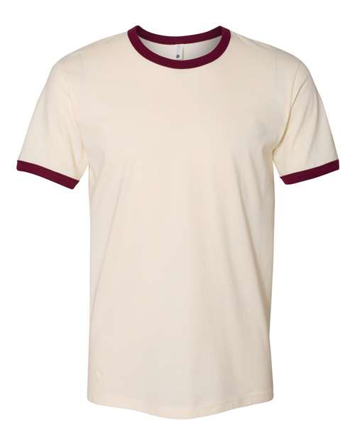 Next Level Unisex Cotton Ringer Tee - Natural/ Maroon Front