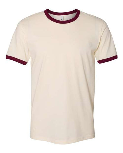 Next Level Unisex Cotton Ringer Tee - Natural/ Maroon Front