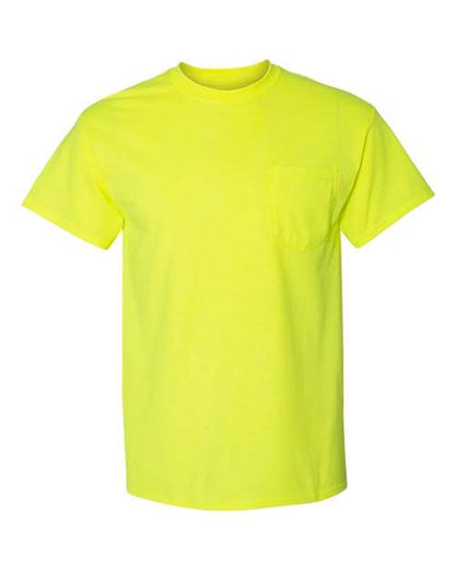 Unisex DryBlend® Pocket T-Shirt - Safety Green Front