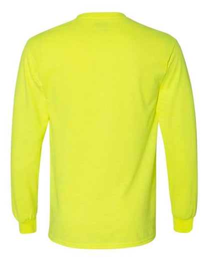 Unisex DryBlend® 50/50 Long Sleeve T-Shirt - Safety Green Back