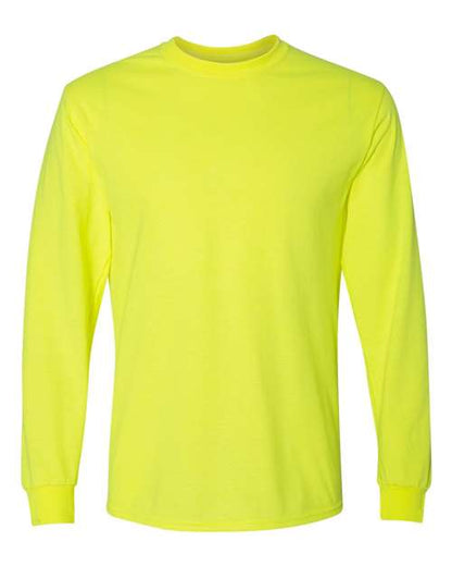 Unisex DryBlend® 50/50 Long Sleeve T-Shirt - Safety Green Front