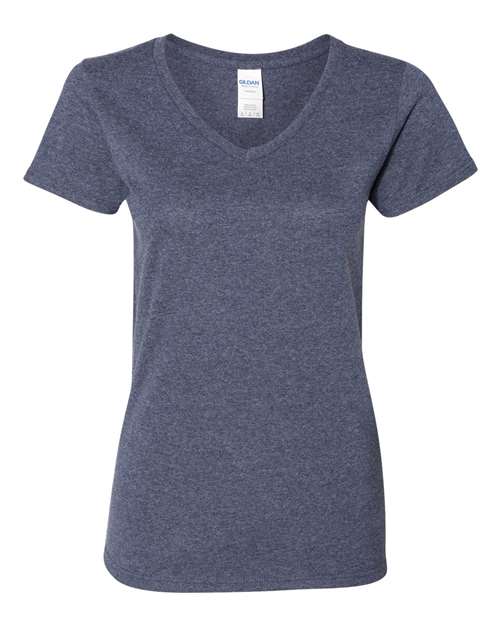 Gildan Women's Heavy Cotton™ V-Neck T-Shirt - Heather Navy Front