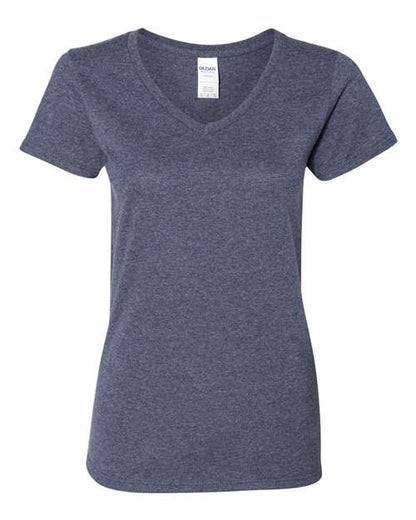 Gildan Women's Heavy Cotton™ V-Neck T-Shirt - Heather Navy Front