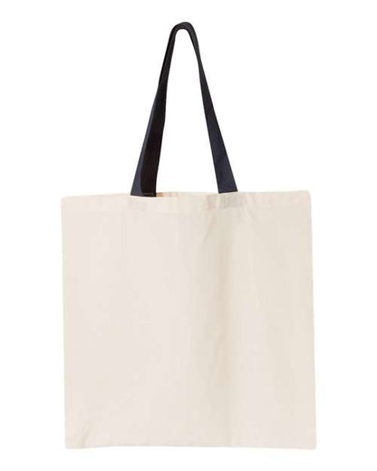 OAD Contrast-Color Handle Tote - Natural/ Navy Front