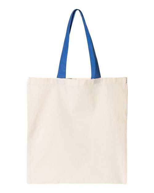 OAD Contrast-Color Handle Tote - Natural/ Royal Front