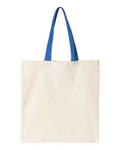 OAD Contrast-Color Handle Tote - Natural/ Royal Front
