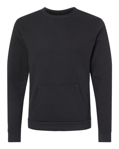Next Level Unisex Santa Barbara Pocket Crewneck Sweatshirt - Black Front
