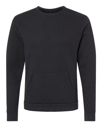 Next Level Unisex Santa Barbara Pocket Crewneck Sweatshirt - Black Front
