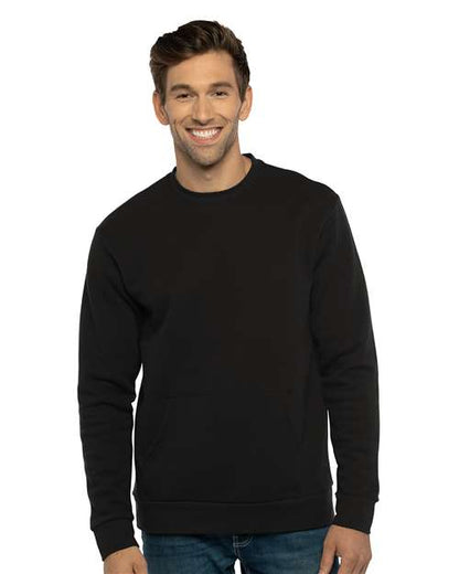 Next Level Unisex Santa Barbara Pocket Crewneck Sweatshirt - Model Front