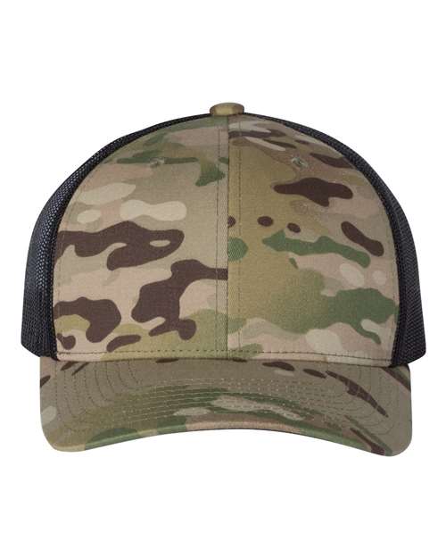 YP Classics Retro Trucker Cap - Multicam Green/ Black Front