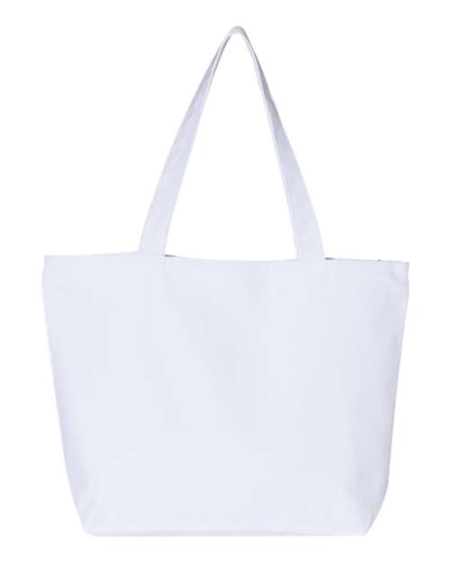 Q-Tees 25L Zippered Tote - White Front