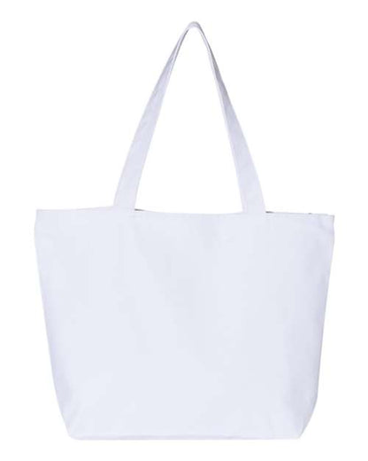 Q-Tees 25L Zippered Tote - White Front