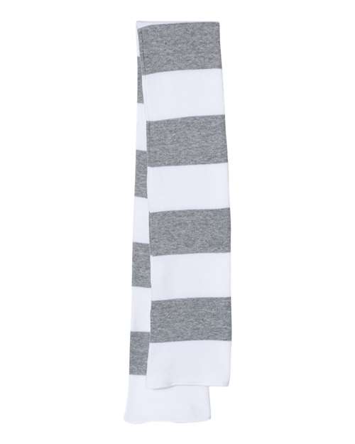 Sportsman Rugby-Striped Knit Scarf - White/ Heather Grey Front