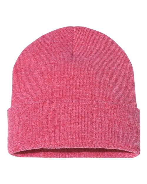Sportsman 12" Solid Cuffed Beanie - Heather Red Front