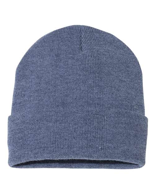 Sportsman 12" Solid Cuffed Beanie - Heather Navy Front