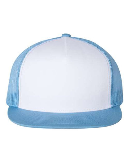 YP Classics Classic Five-Panel Trucker Cap - Carolina Blue/ White/ Caroline Blue Front
