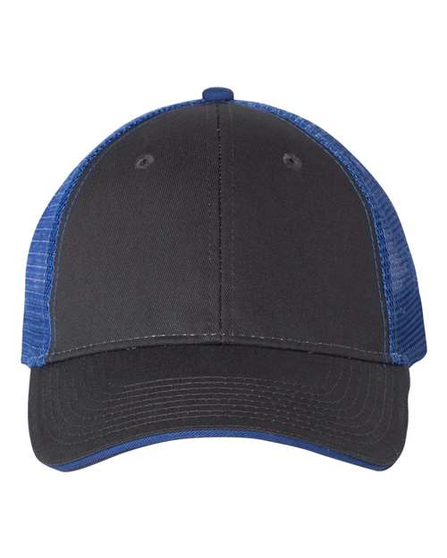 Valucap Sandwich Trucker Cap - Charcoal/ Royal Front