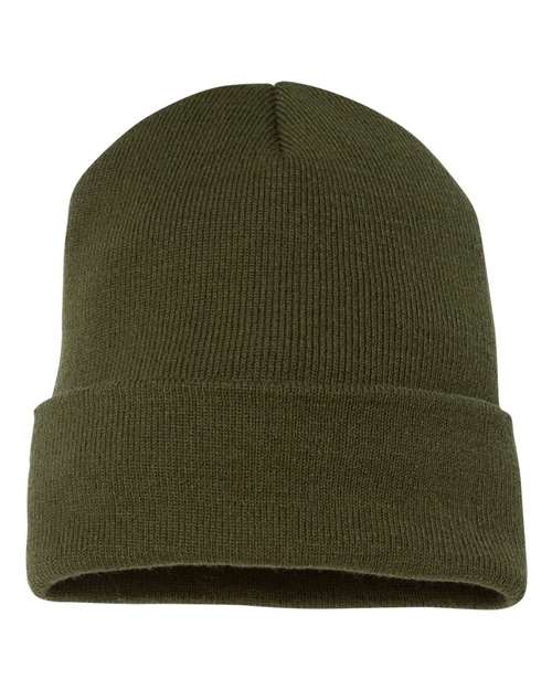 YP Classics Cuffed Beanie - Olive Front