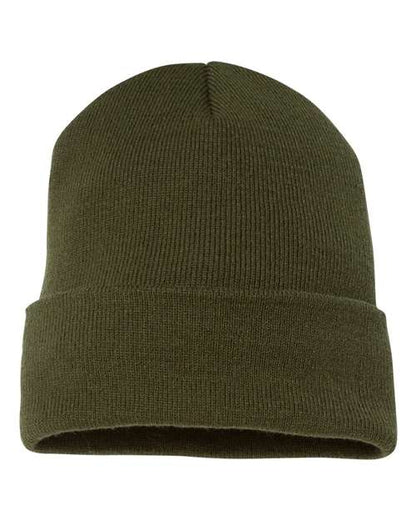YP Classics Cuffed Beanie - Olive Front