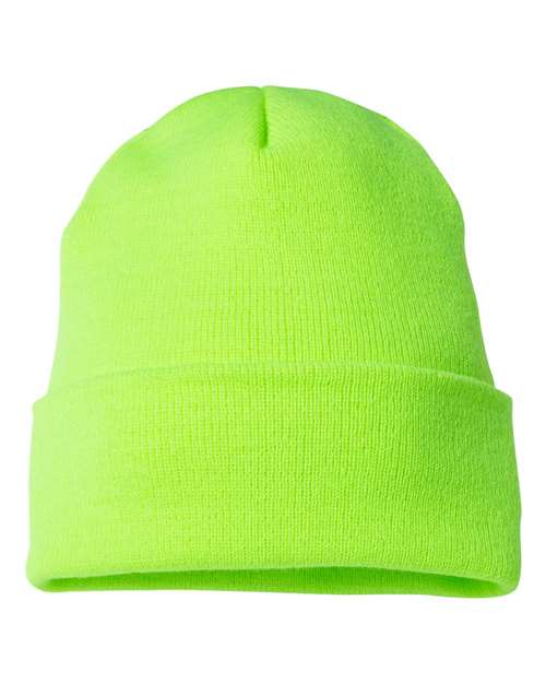 YP Classics Cuffed Beanie - Safety Green Front
