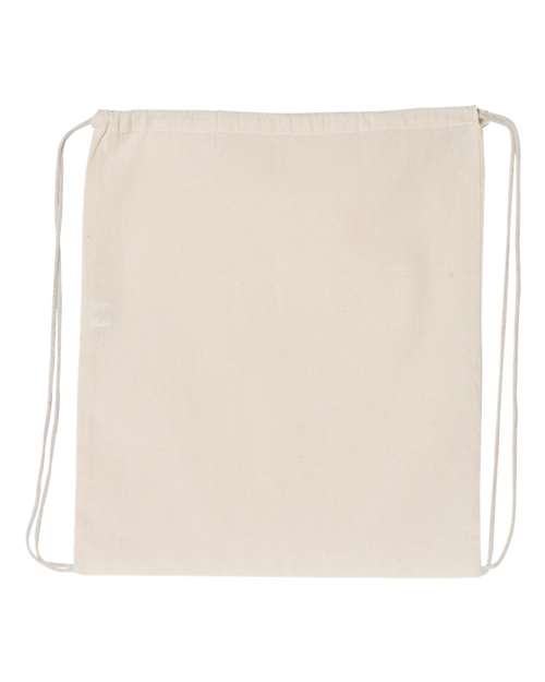 Q-Tees Large Economical Cotton Drawstring Bag - Natural Front