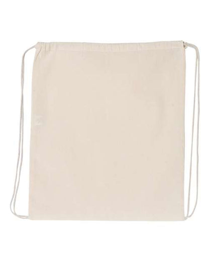 Q-Tees Large Economical Cotton Drawstring Bag - Natural Front