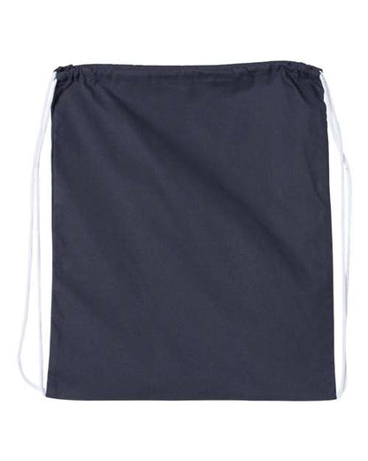 Q-Tees Large Economical Cotton Drawstring Bag - Navy Front