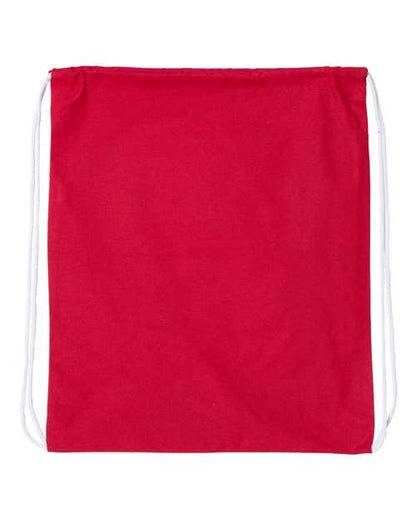 Q-Tees Large Economical Cotton Drawstring Bag - Red Front