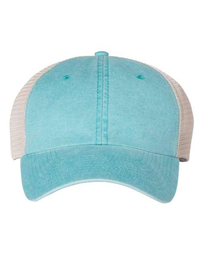 Valucap Pigment-Dyed Trucker Cap - Aqua/ Stone Front