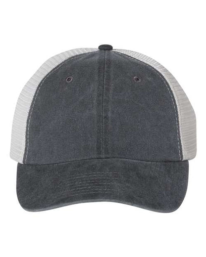 Valucap Pigment-Dyed Trucker Cap - Black/ Stone Front