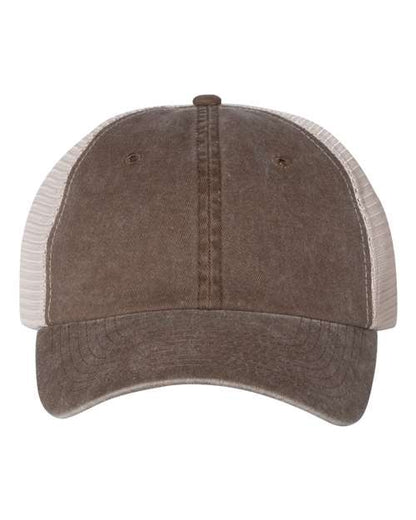 Valucap Pigment-Dyed Trucker Cap - Brown/ Stone Front