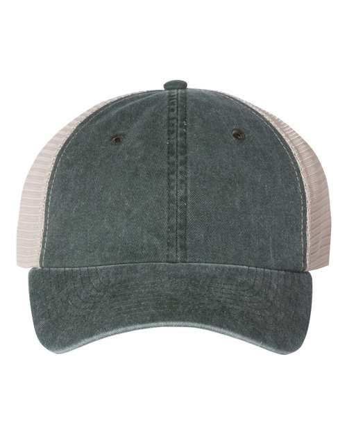 Valucap Pigment-Dyed Trucker Cap - Forest/ Stone Front