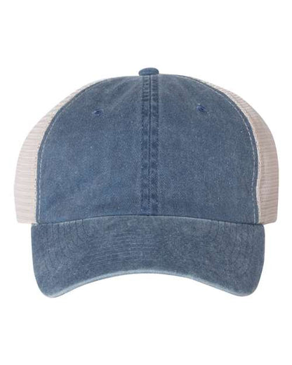Valucap Pigment-Dyed Trucker Cap - Navy/ Stone Front